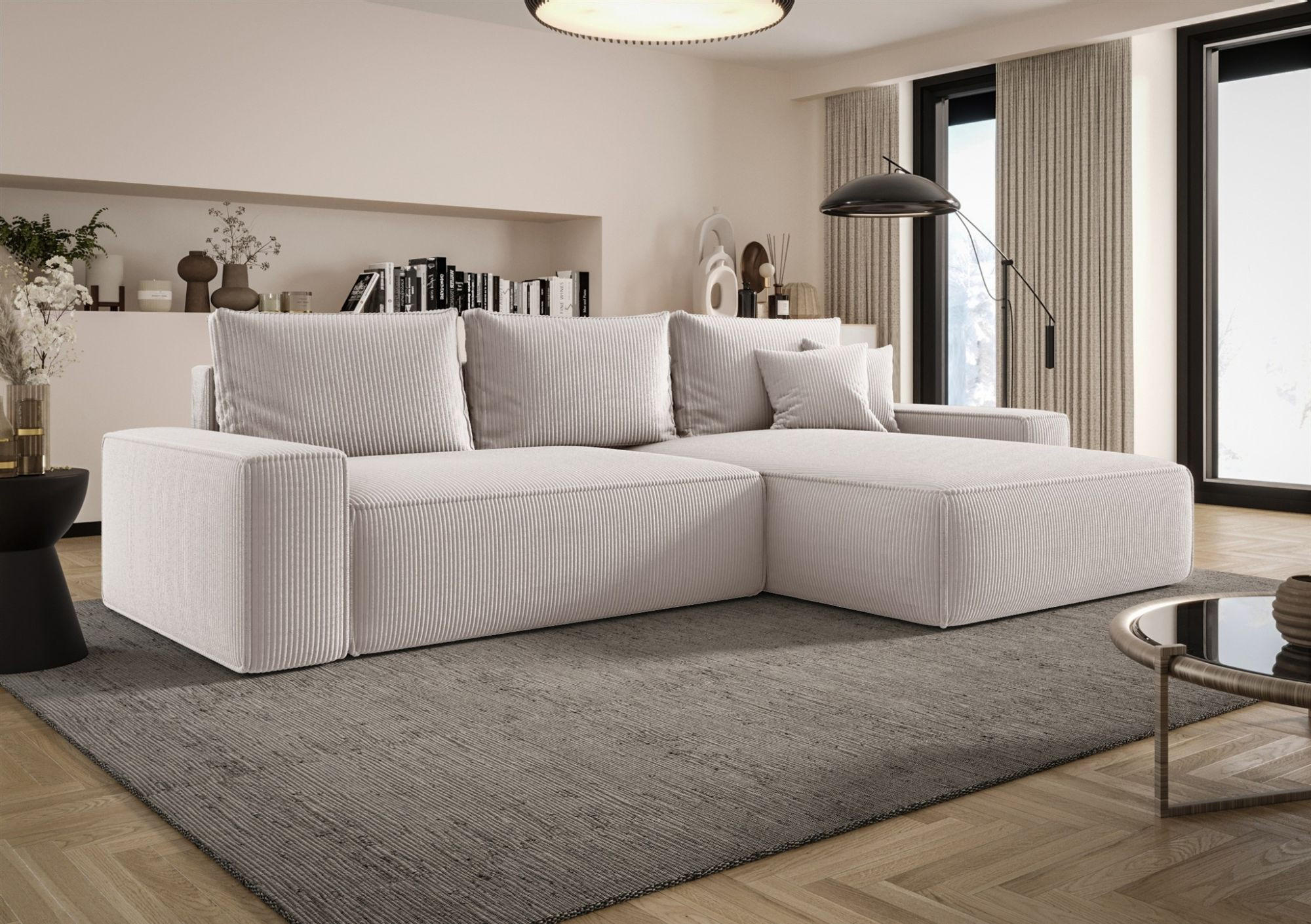 ECKSOFA Walken Mit Schlaffunktion - Weiß, Holzwerkstoff/Textil (280/185cm) - Fun Möbel