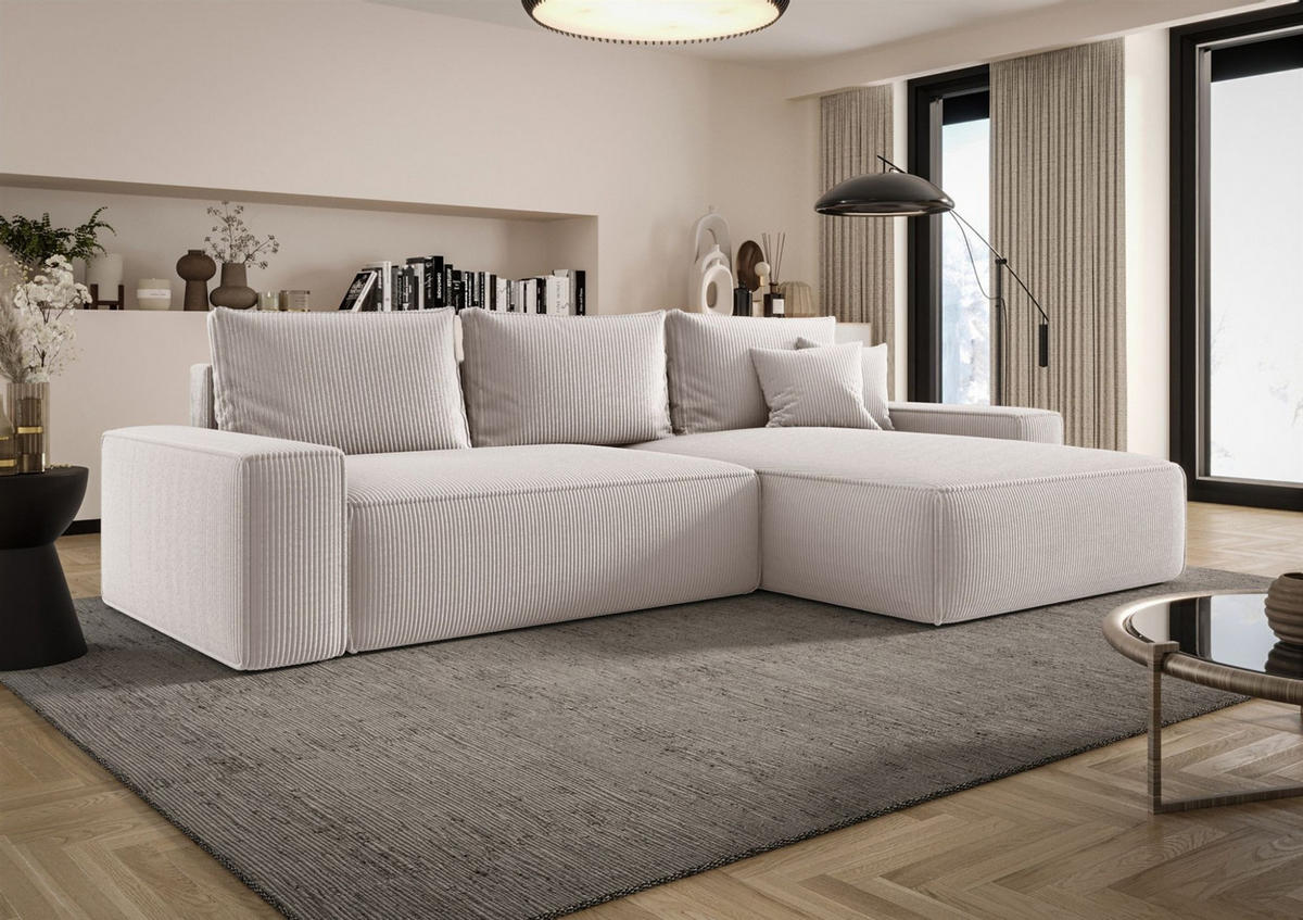 ECKSOFA Walken Mit Schlaffunktion - Weiß, Holzwerkstoff/Textil (280/185cm) - Fun Möbel