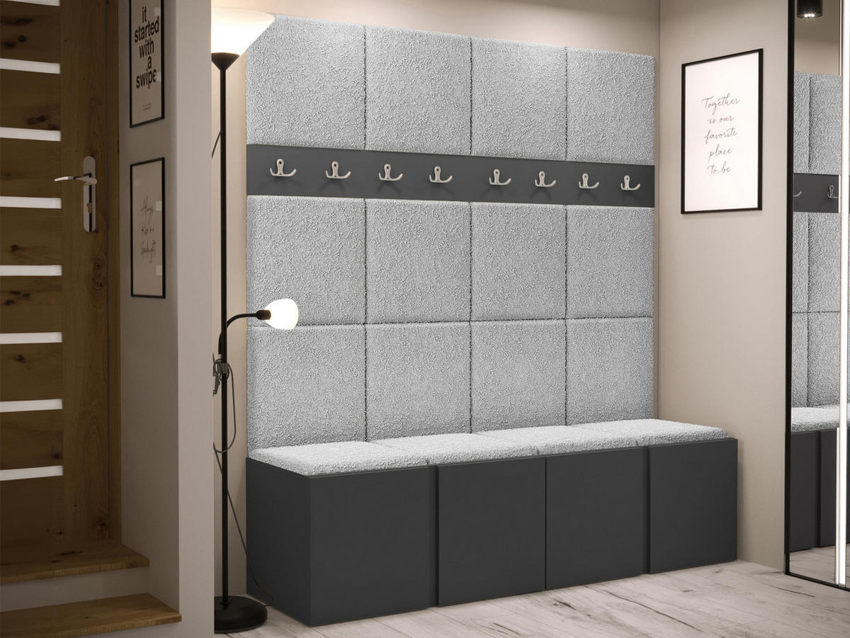 GARDEROBEN-SET Orion V - Hellgrau/Graphitfarben, Holzwerkstoff/Kunststoff (168/186/46cm) - MIRJAN24