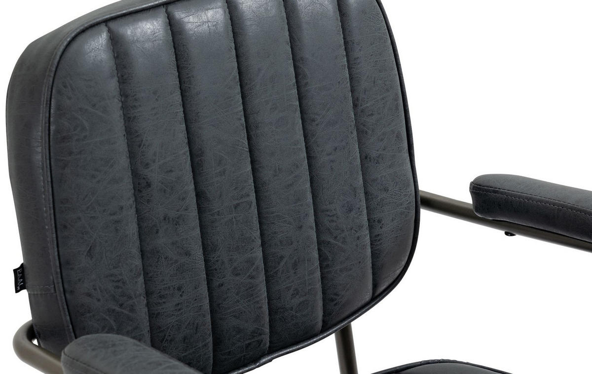 DREHSTUHL Lederlook antik schwarz - Schwarz, Textil/Metall (61/88/63cm) - CLP