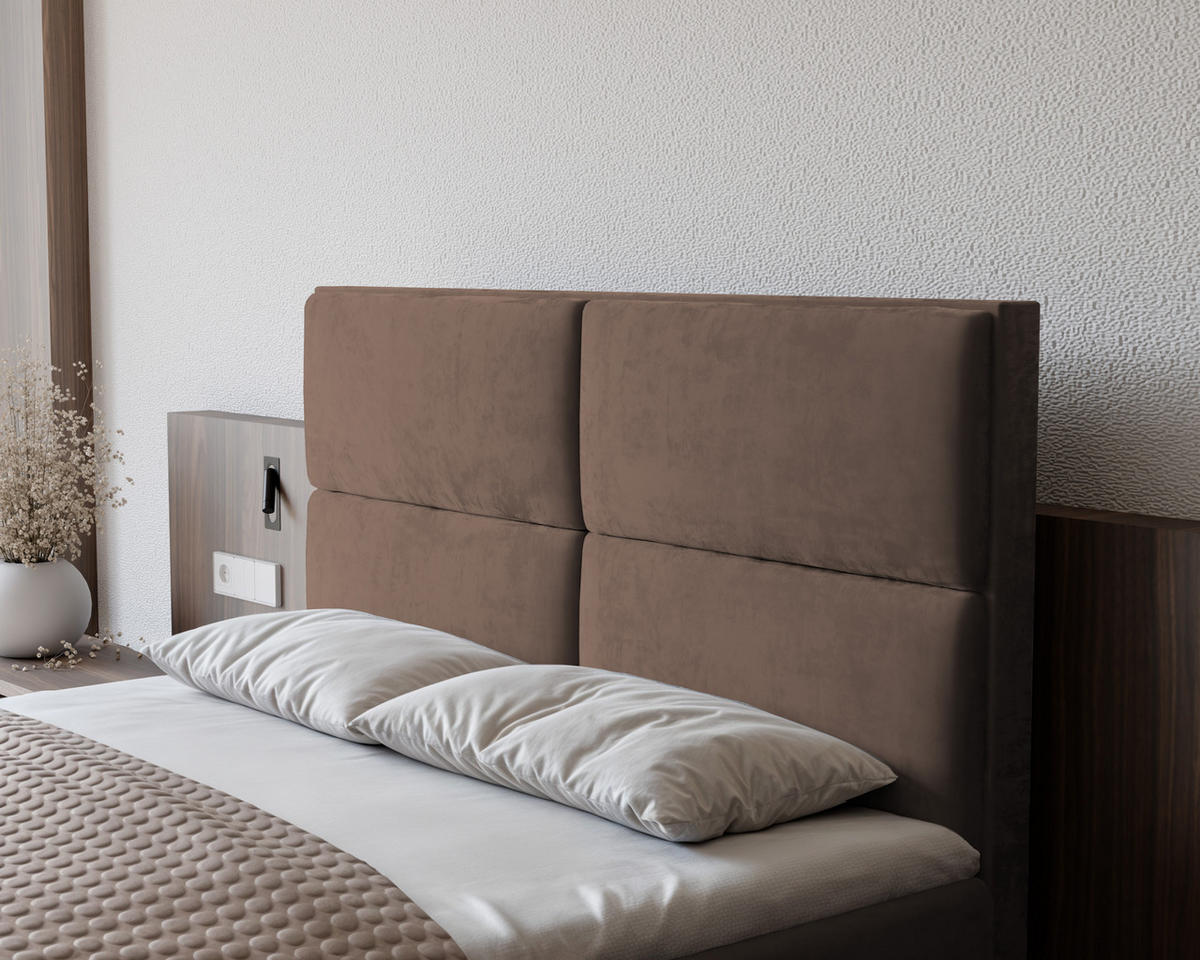 BOXBETT ORFEO 160/200 cm mit Matratze und Topper, Hellbraun - Hellbraun, Textil (160/200cm) - Idohome