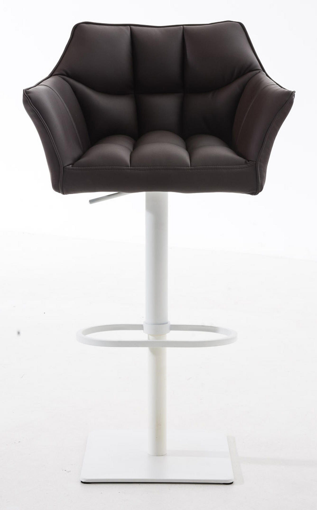 BARHOCKER 2er Set Damaskus Kunstleder weiß braun - Braun/Weiß, Textil/Metall (64/110/48cm) - TPFLiving