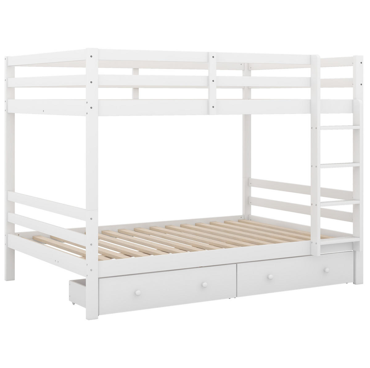 ETAGENBETT 140/200 cm mit Stauraum, abnehmbarer Schublade und hoher Absturzsicherung, Weiß - Weiß, Holzwerkstoff (140/200cm) - Redom