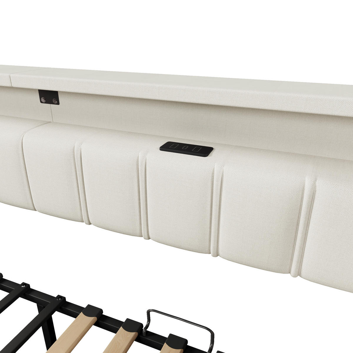 TAGESBETT 90/200 cm DE-04967, mit Ausziehbett, LED und 2 Schubladen in Beige - Beige, Holzwerkstoff/Metall (90/200cm) - ComfortXL