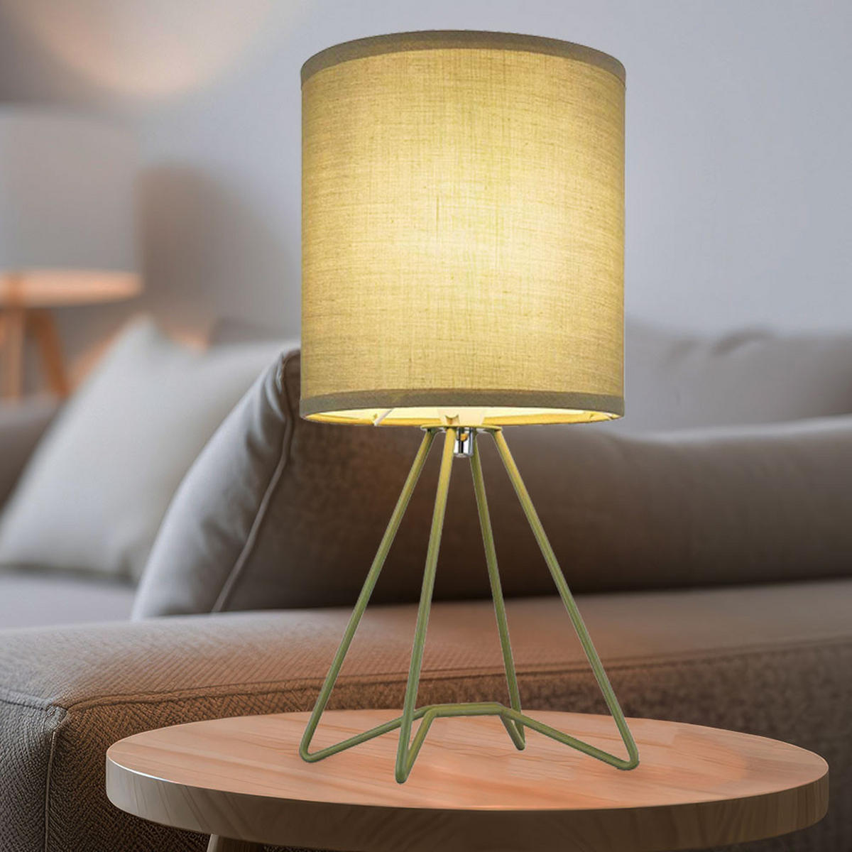 TISCHLEUCHTE Textil Blassgrün - Grün, Metall (16/16/34.5cm) - Globo Lighting