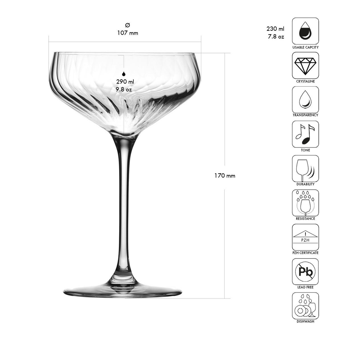 COCKTAILGLÄSER, 6er-Set, 290 ml - Transparent, Glas (0.29L) - Krosno Glass