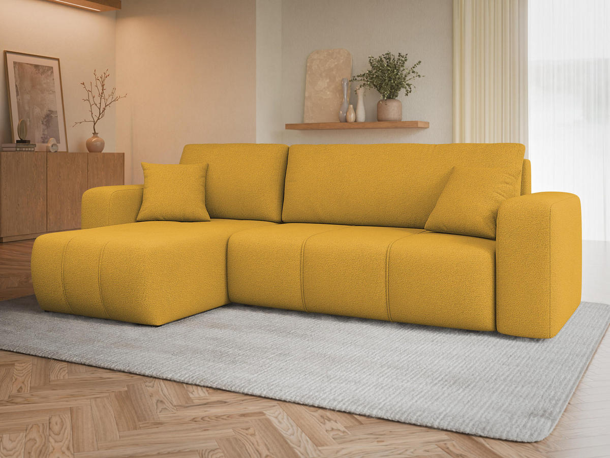 ECKSOFA Furyn - Gelb/Schwarz, Holz/Kunststoff (244/145cm) - MIRJAN24