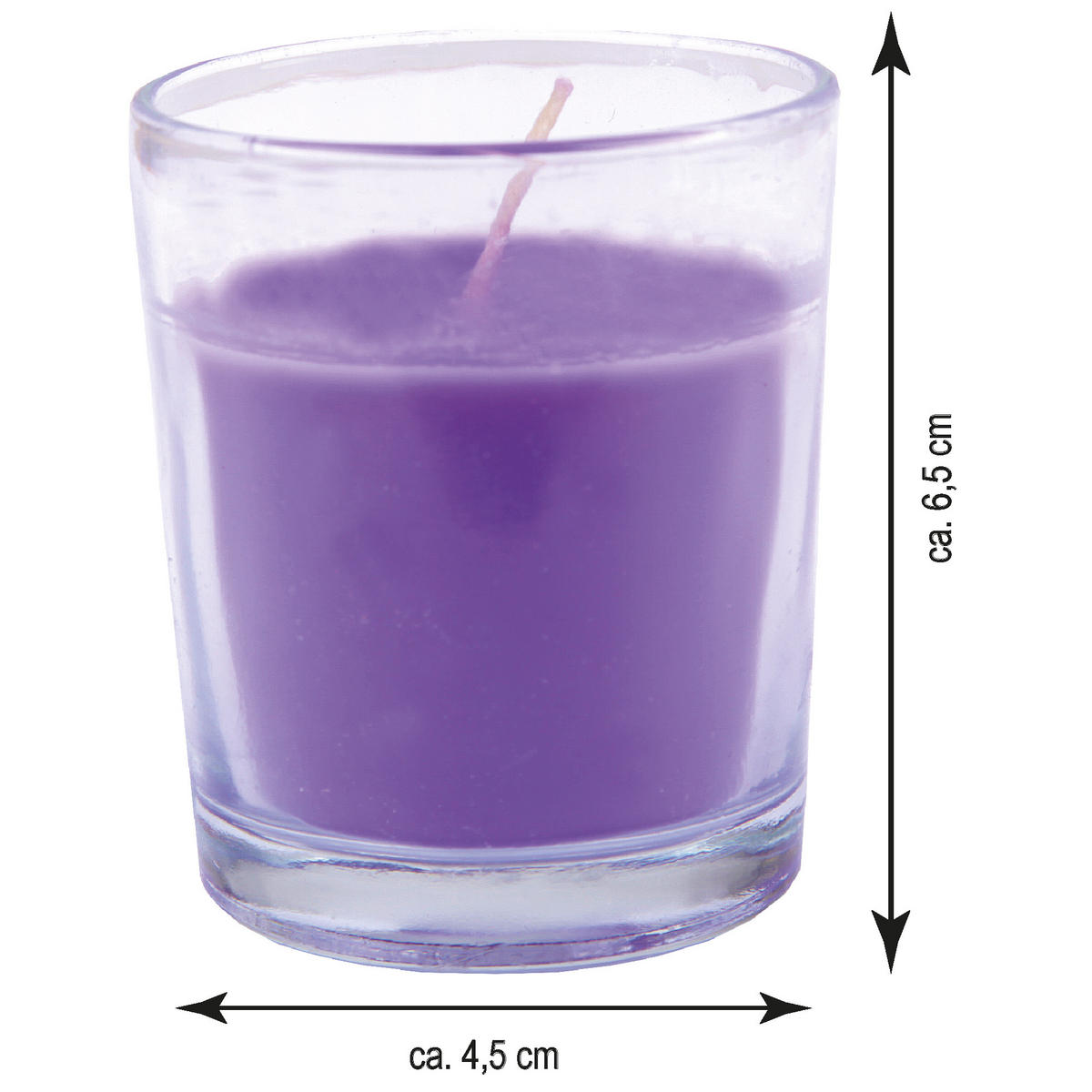 DUFTKERZEN im Glas "Classic" 3er Pack Lavendel - Lila, Naturmaterialien (4.5/6.5cm)