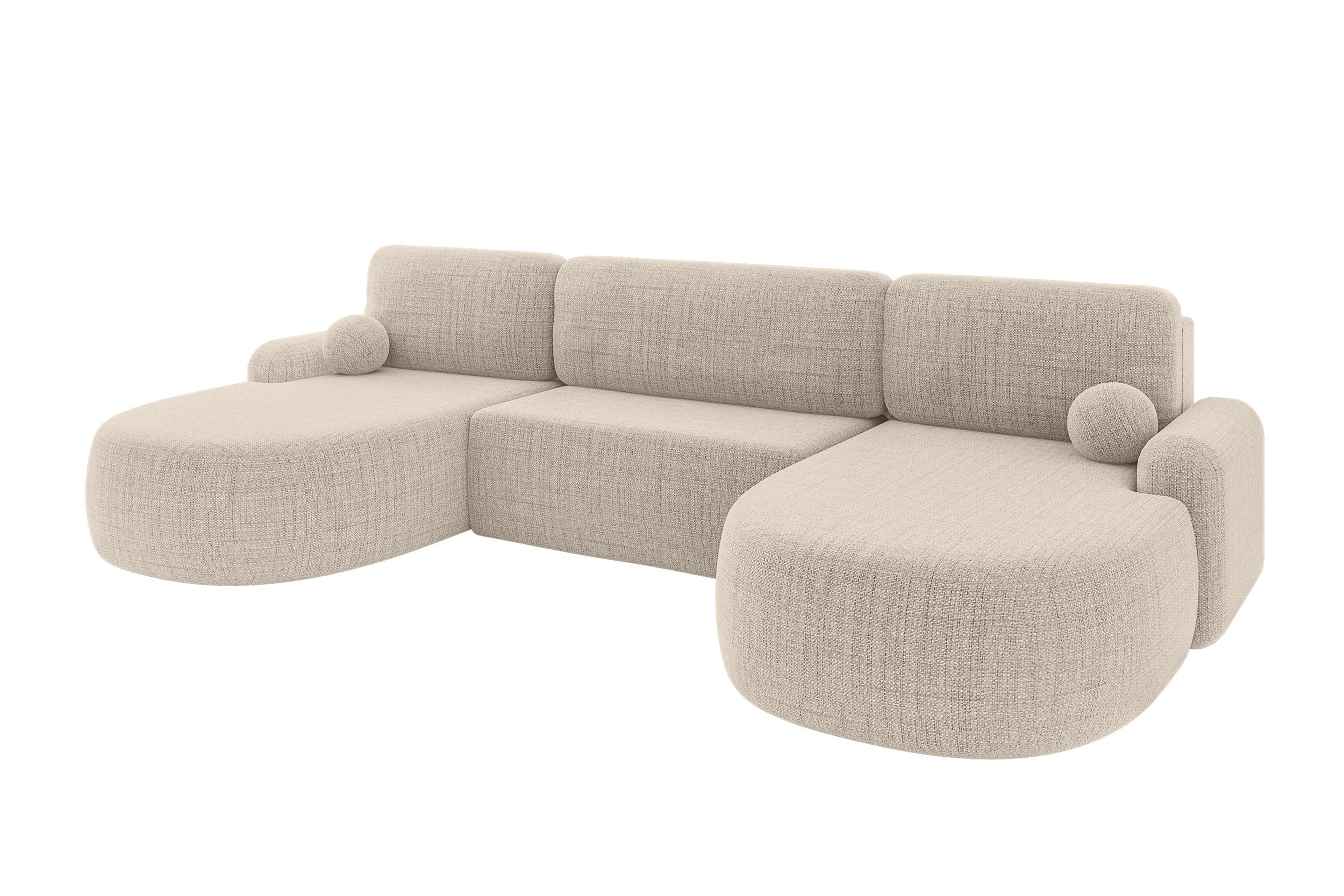 WOHNLANDSCHAFT mit Schlaffunktion und Bettkasten LIRA-U - 335x172x89 Beige - Beige, Holzwerkstoff/Textil (335/89/172cm) - ALTDECOR