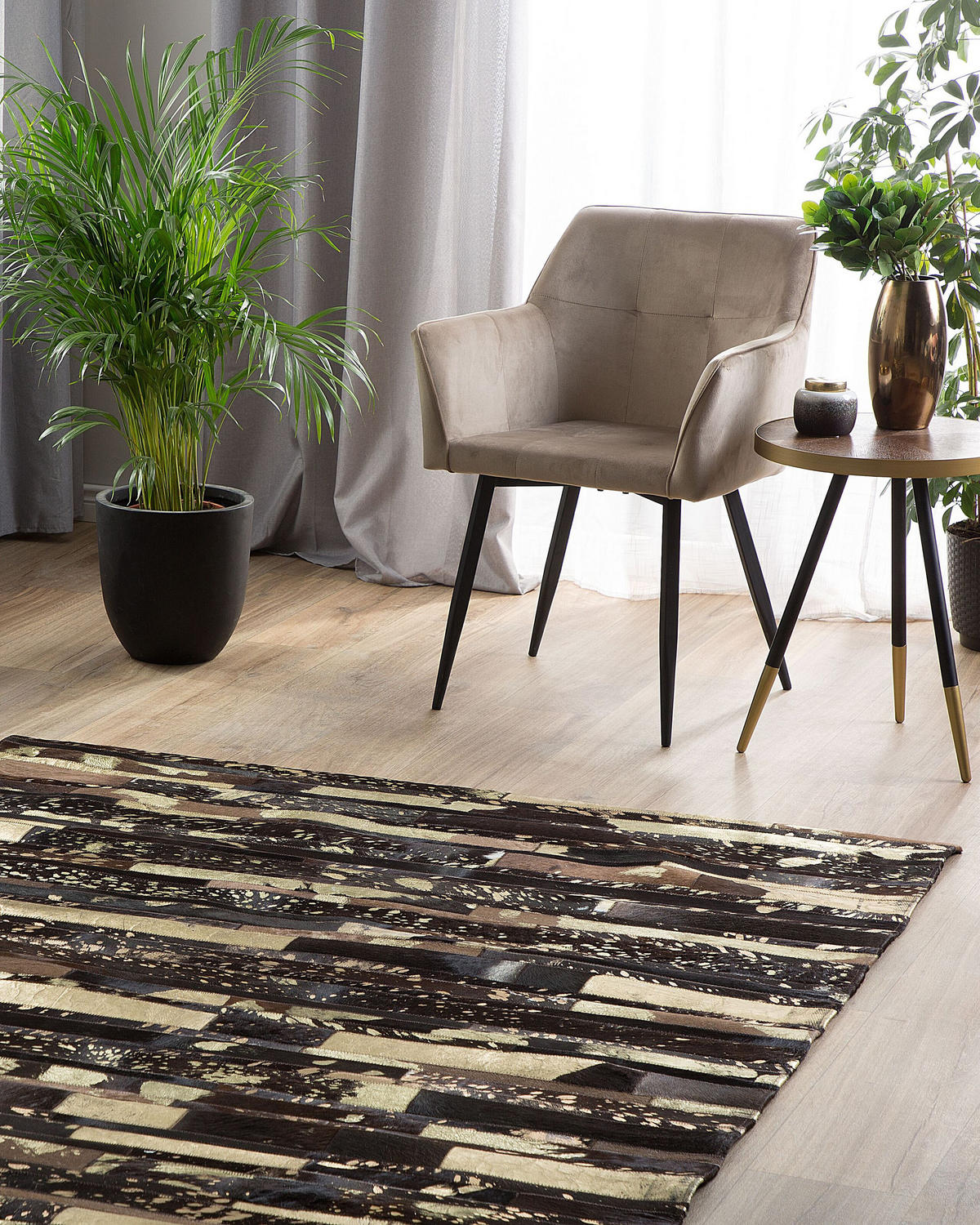 KURZFLOR-TEPPICH Artvin 230/160 cm - Braun, Fell (160/230cm) - Beliani