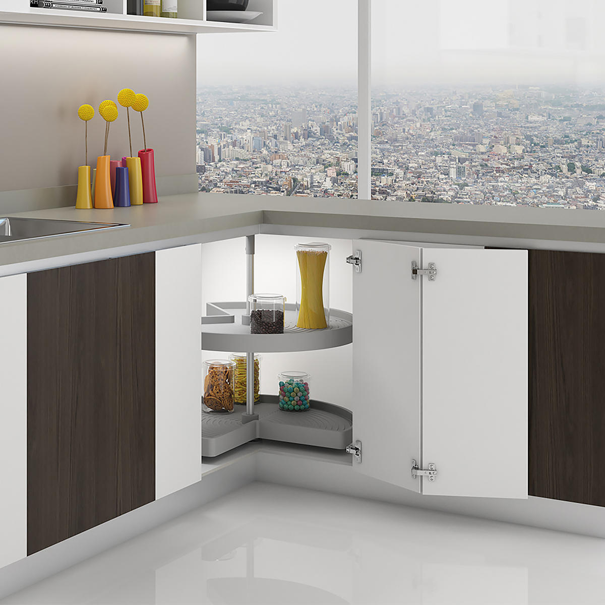 DREHPLATTEN Shelvo 3/4, für 800mm Modul, Kunststoff und Aluminium, Grau 2er-set - Grau, Kunststoff (80/77/80cm) - EMUCA