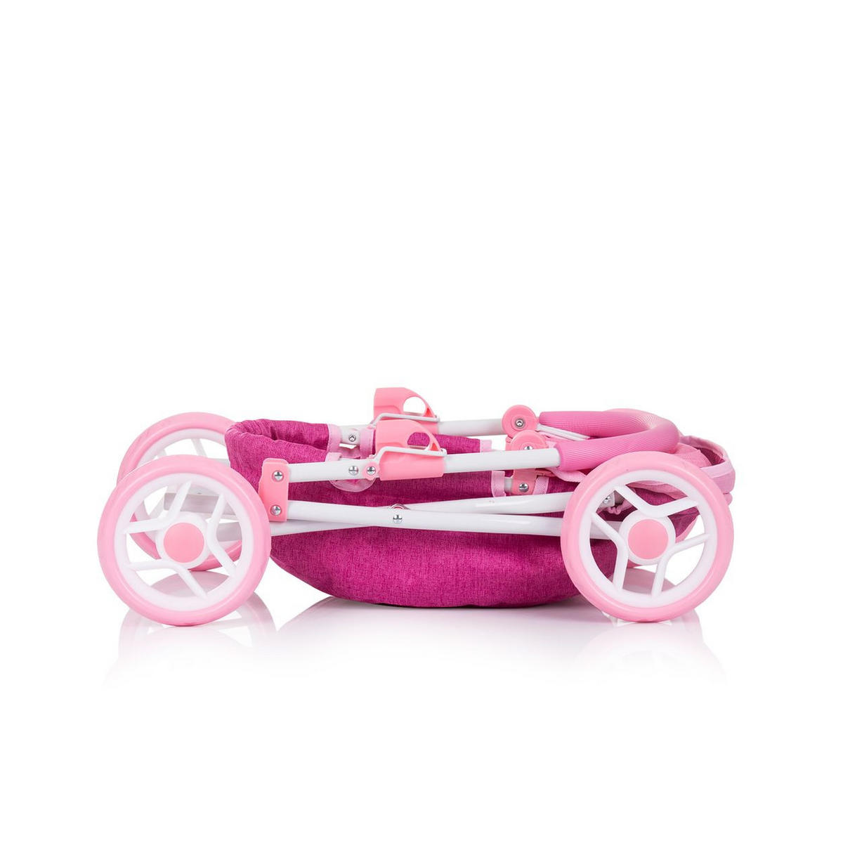 PUPPENWAGEN Daisy pink Sonnendach, vier große Räder, klappbar, 100% Polyester, ab 3 Jahren - Rosa, Metall (35/56/56cm) - Chipolino