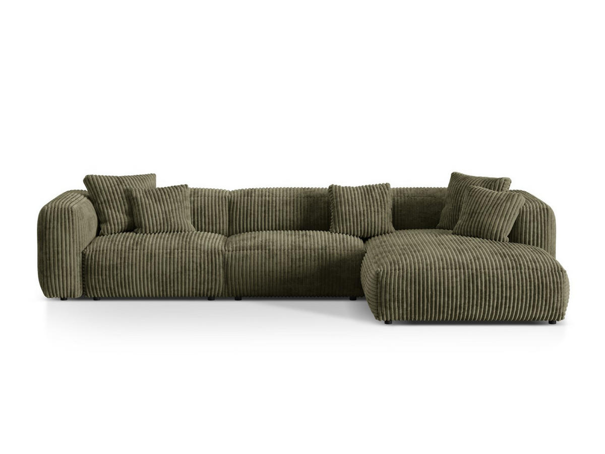ECKSOFA modular rechts Martina aus Cord moosgrün 3 Sitzplätze - Salbeigrün, Textil (176/332cm) - Micadoni
