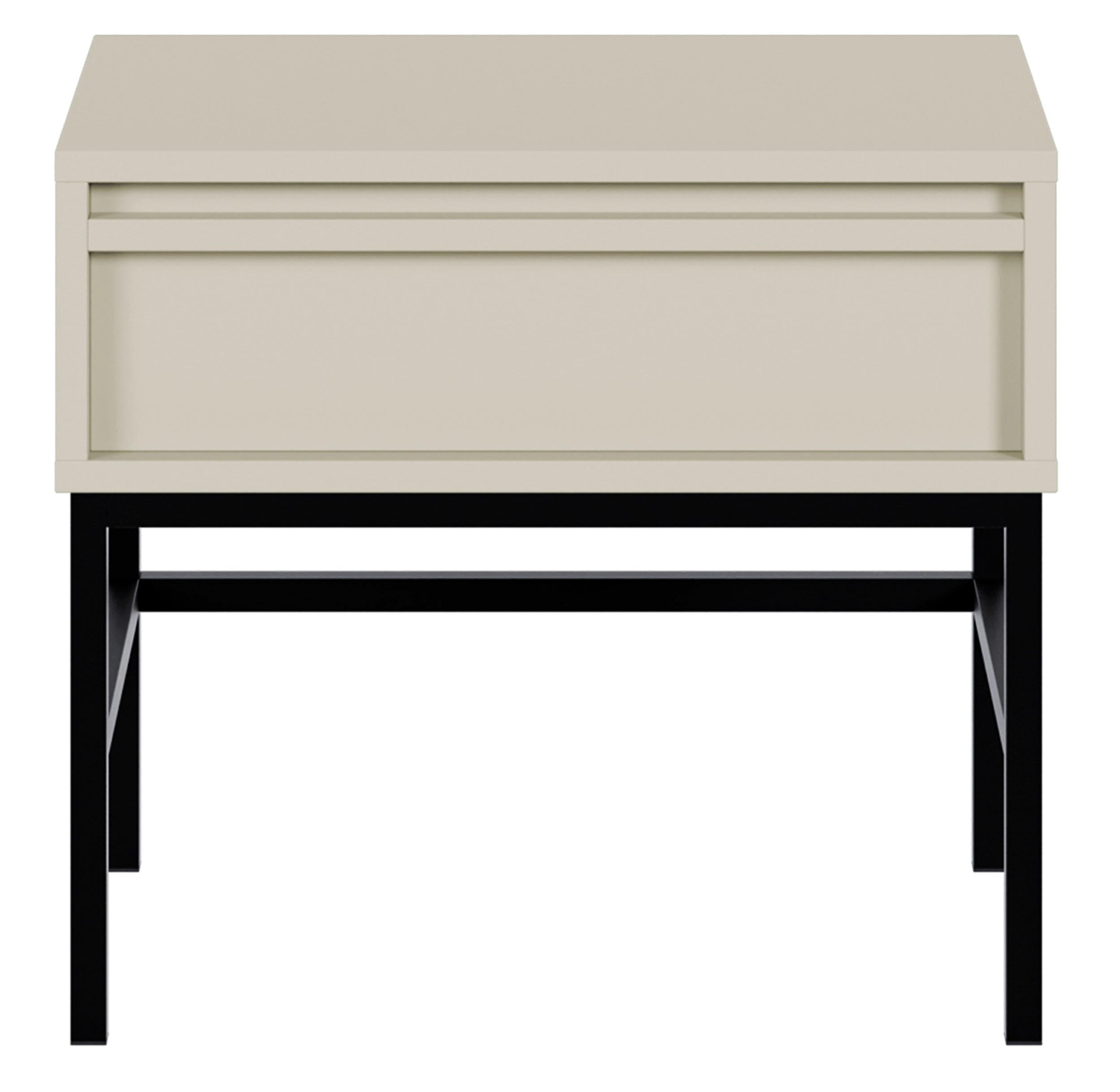 NACHTISCH Evo Greige mit schwarzem Gestell, 50 cm - Greige/Schwarz, Holzwerkstoff/Metall (50/44/34cm) - Selsey