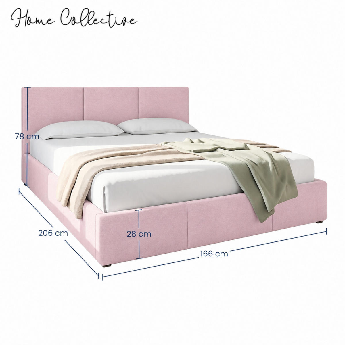 POLSTERBETT mit Stauraum 160x200 cm in Rosa - Pink, Holzwerkstoff (100/200cm) - Home Collective
