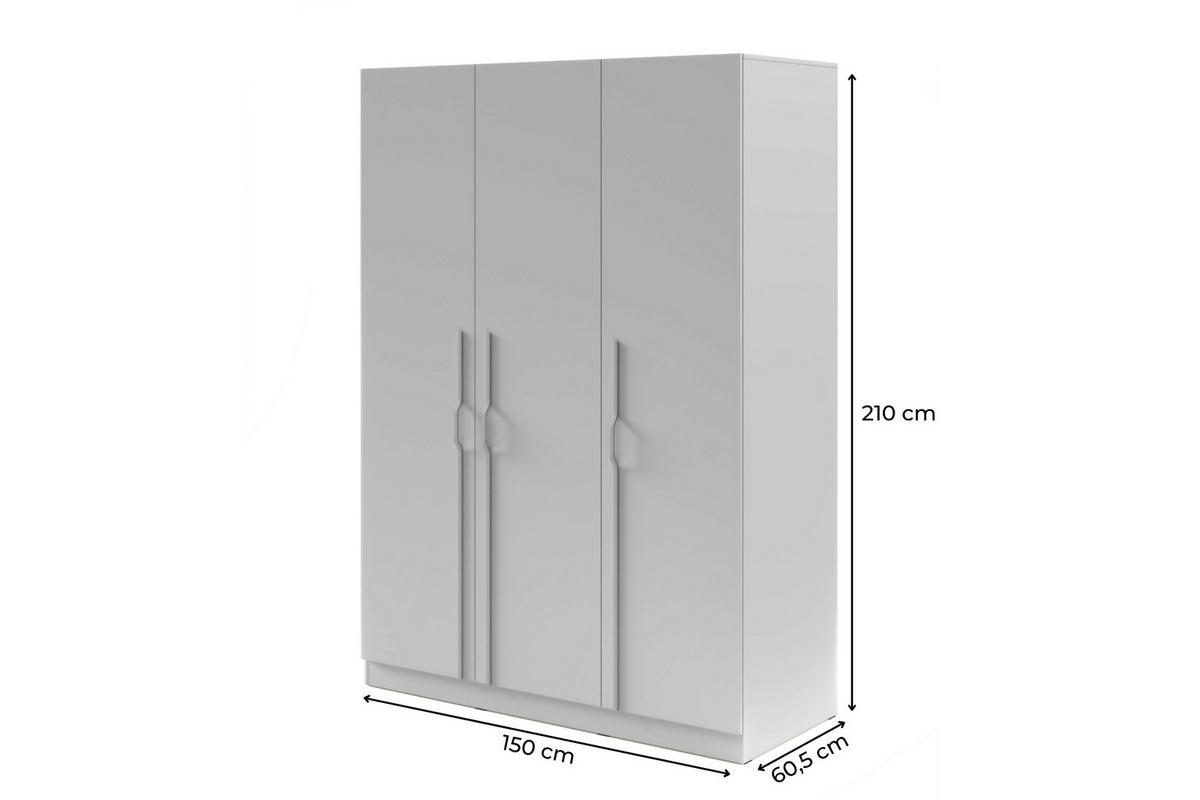 DREHTÜRENSCHRANK BRISSO BR2 150/210/60,5 cm in Platingrau mit Metallgriffen - Grau, Holzwerkstoff/Metall (150/210/61cm) - Deine Möbel 24