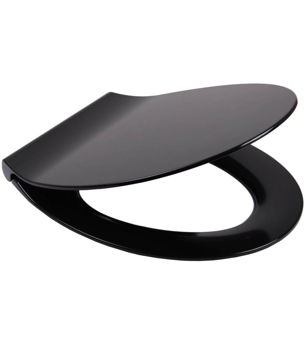 WC-SITZ mit Absenkautomatik Flat Schwarz - Schwarz, Holzwerkstoff (38/6/47cm) - Sanilo