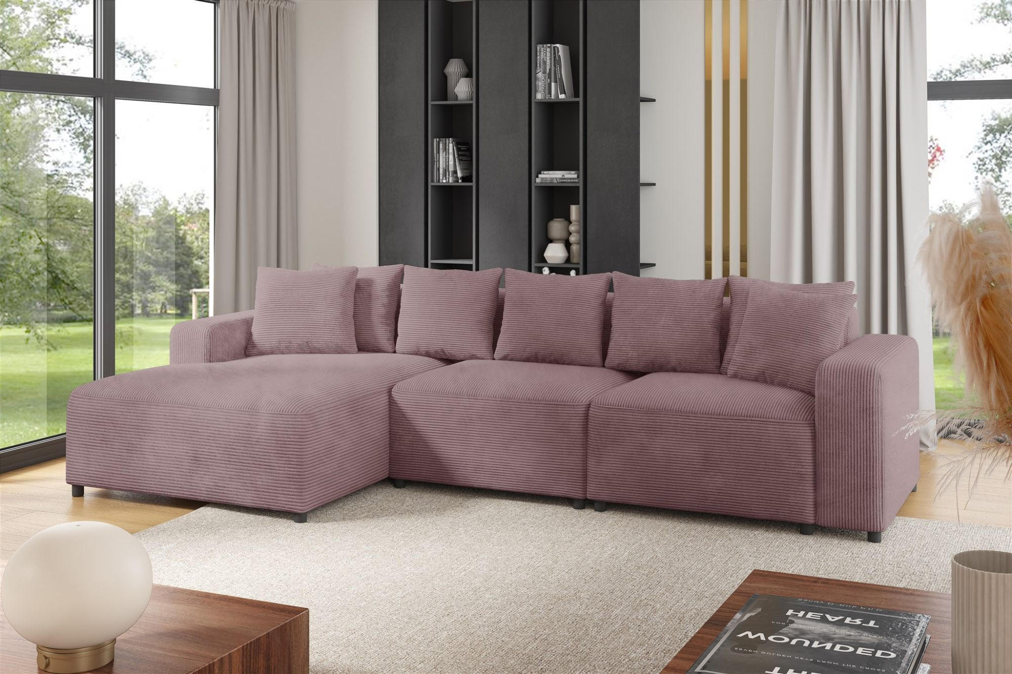 ECKSOFA Megan In Poso - Altrosa, Holzwerkstoff/Textil (331/165cm) - Fun Möbel