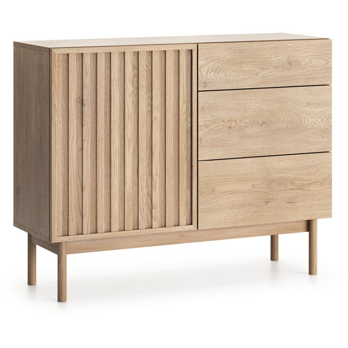 KOMMODE Sapporo mit 3 Schubladen und 1 Tür, eiche Cremona - Eichefarben, Holzwerkstoff (106/84/37cm) - Beautysofa