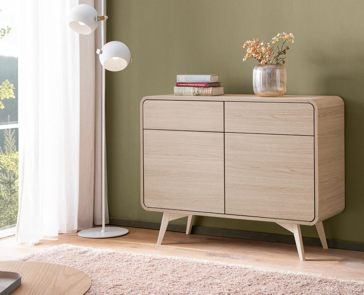 SIDEBOARD Eiche natur skandinavisch 108 cm, Kommode mit Push-to-Open - Eichefarben, Holz/Holzwerkstoff (108/84/39cm) - Furn.Design