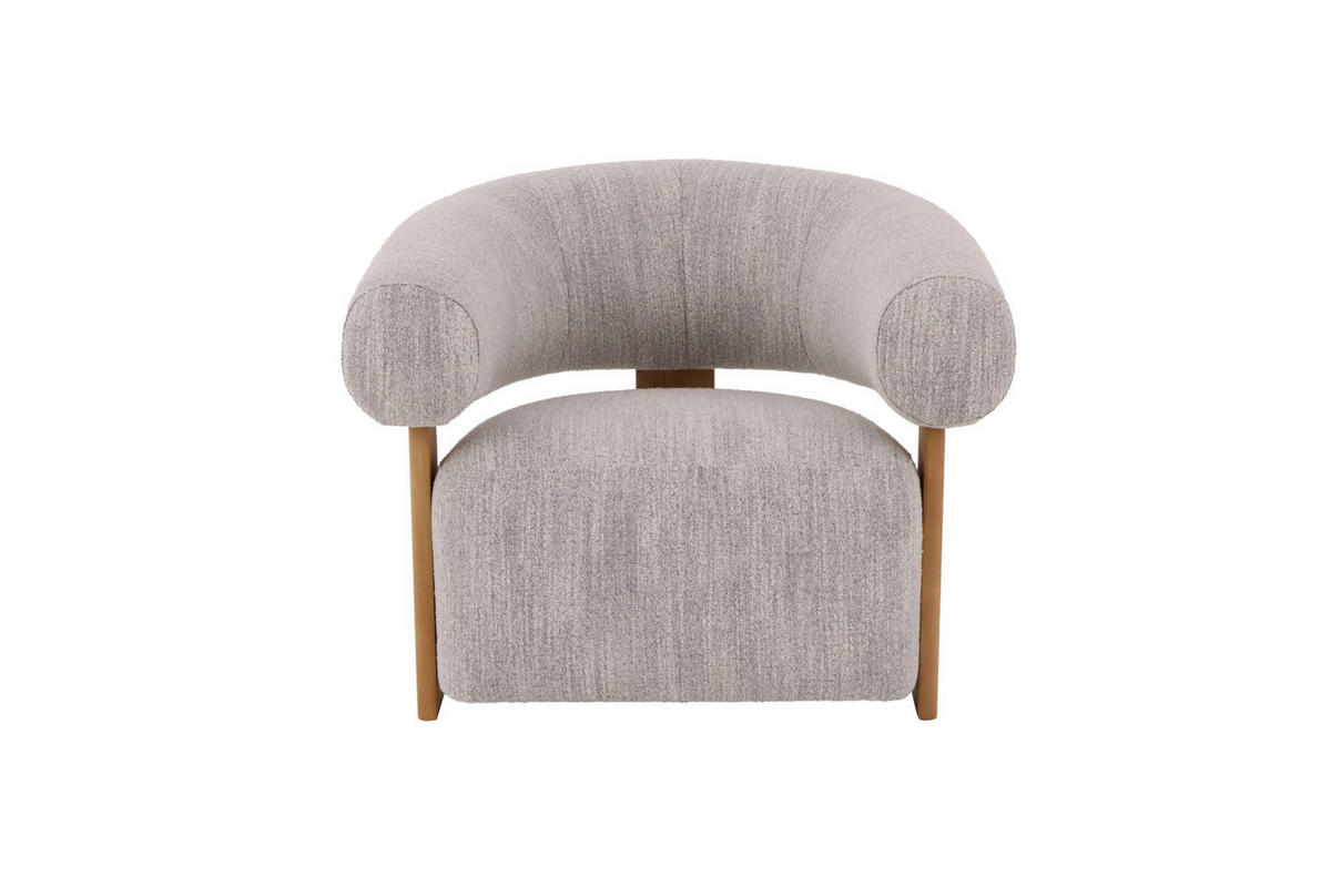 SESSEL Nature, Natur Massiveiche + hellgrauer Stoff - Grau, Holz (92/79/80cm) - WOODEK