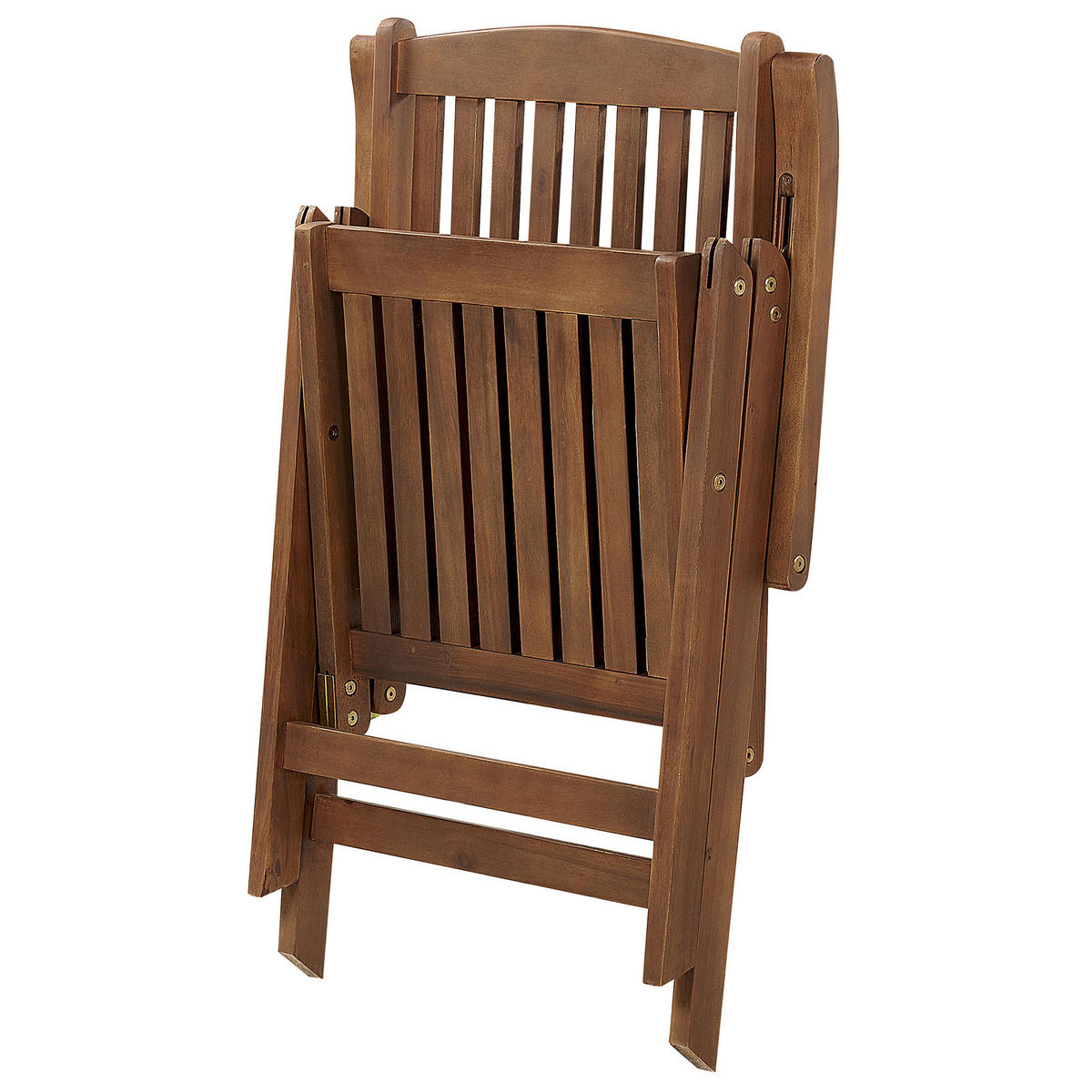 GARTENSTUHL 2er-Set und Sitzkissen Akazienholz Blau Amantea Premium - Dunkelbraun, Holz (54/105/69cm) - Beliani