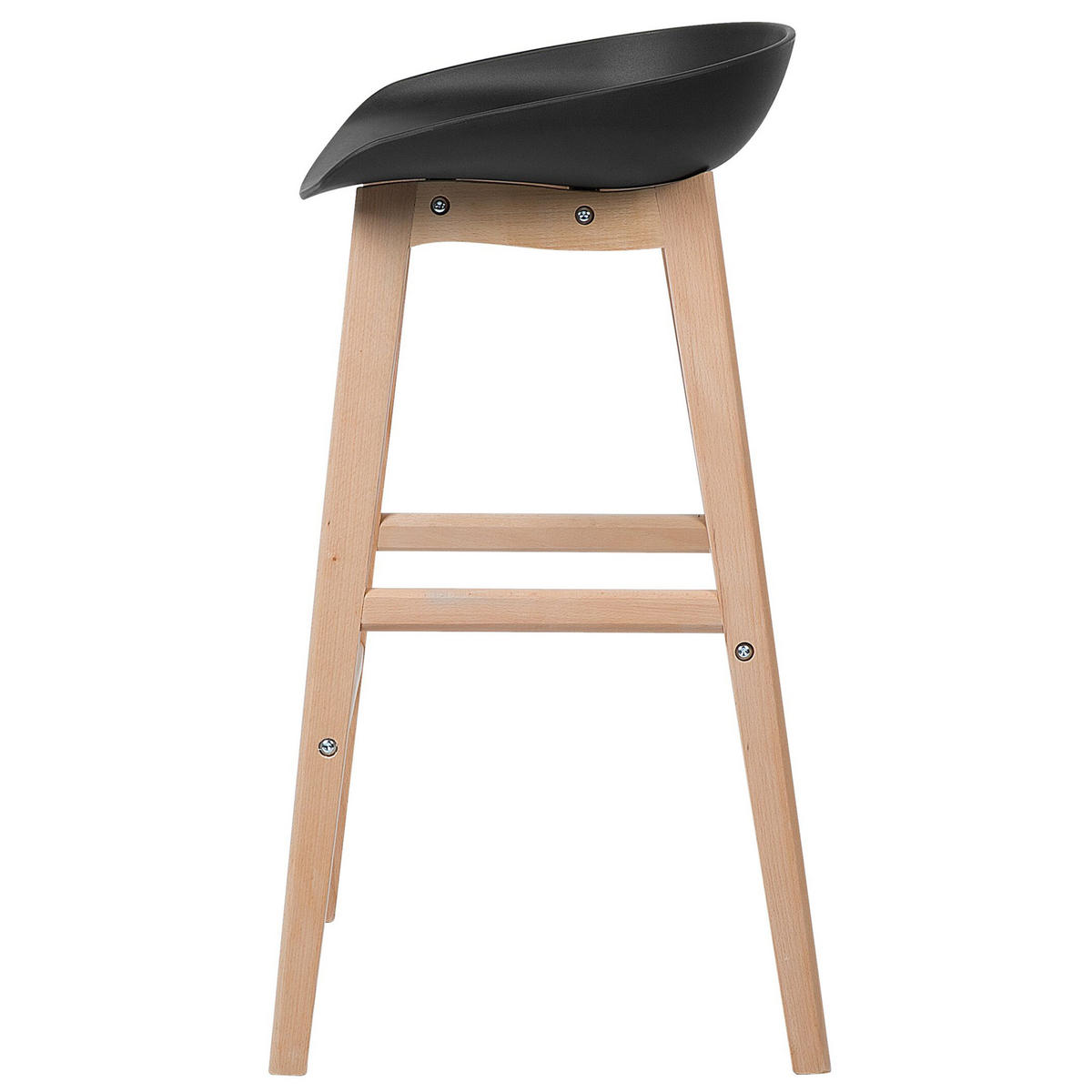 BARSTUHL 2er-Set Kunststoff Schwarz Micco - Schwarz, Holz/Kunststoff (42/85/46cm) - Beliani