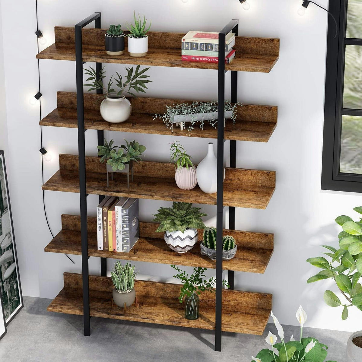 BÜCHERREGAL 5 Ebenen Industrie Vintage 105 x 29,5 x 180 cm - Braun, Holzwerkstoff (105/180/33cm)