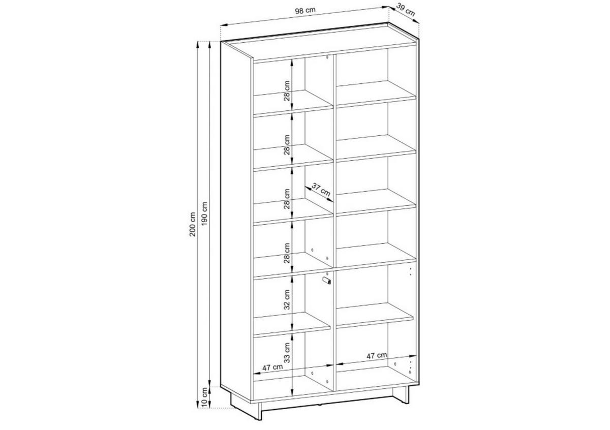 REGAL Suna 98 cm breit Japandi Design Schrank Eiche Caramel grifflos 200 cm hoch - Braun, Holzwerkstoff (98/200/39cm) - Bettso