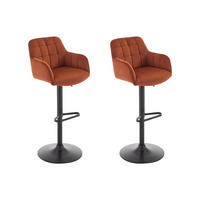 BARHOCKER 2er-Set - Samt & schwarzes Metall - Höhenverstellbar - Terracotta - PEGA - Braun, Textil (50/113/49cm) - Vente-Unique