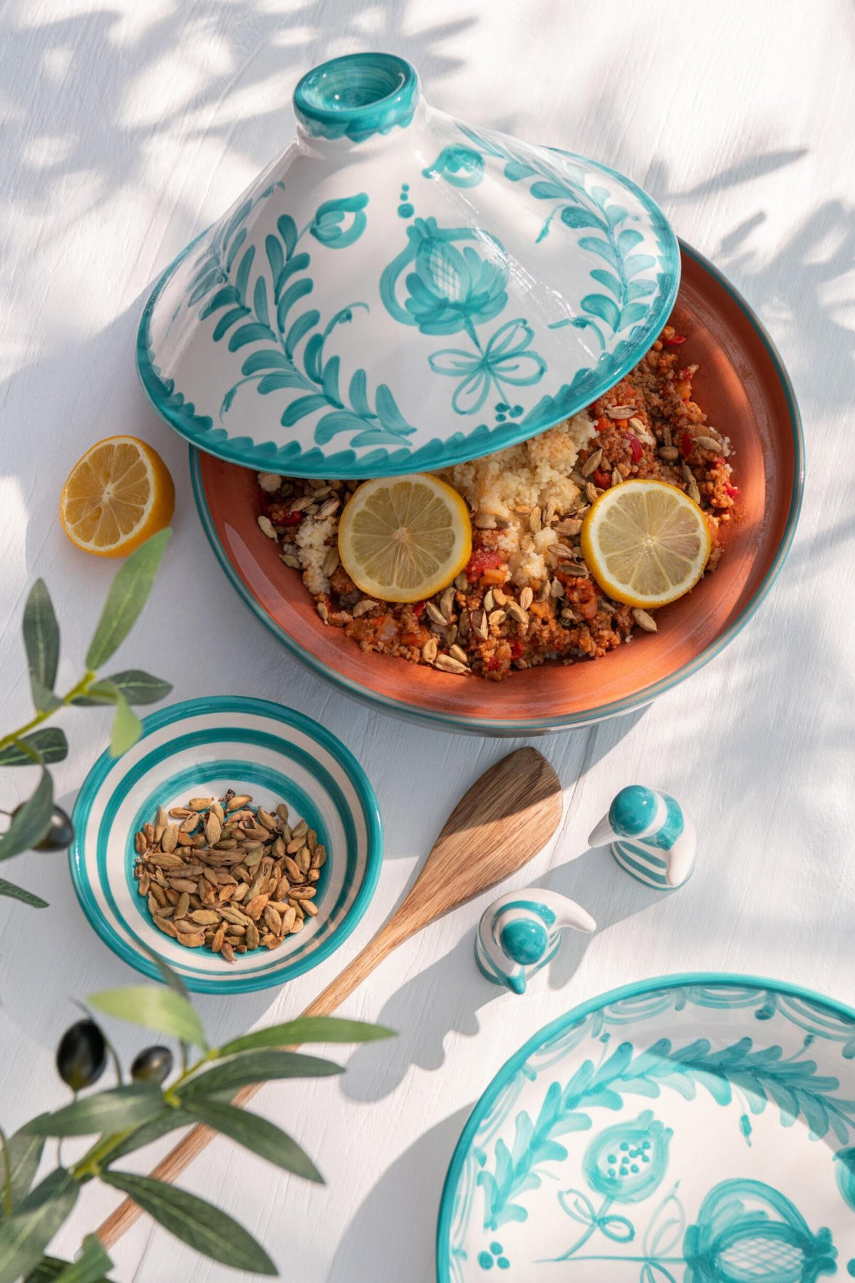 TAJINE GRANADA PATTERN - Töpferei - Aqua - Multicolor, Keramik (20cm) - J-Line