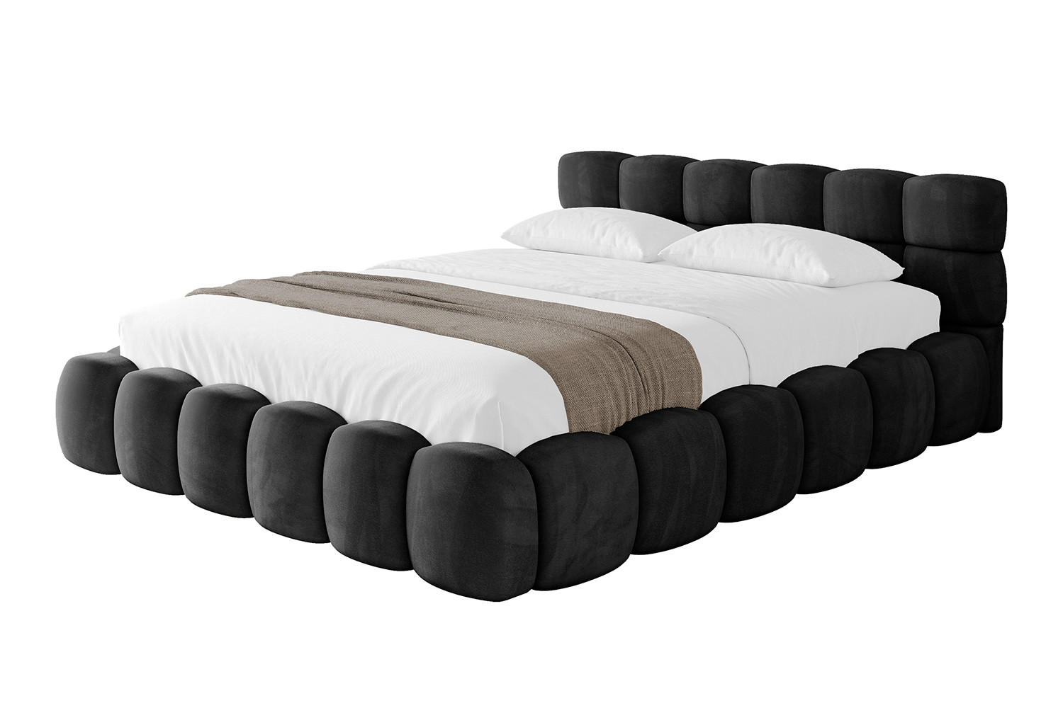 POLSTERBETT mit Bettkasten und Lattenrost, Boxbett ohne Matratze - LEYA-v1 160x200 Schwarz - Schwarz, Holzwerkstoff/Textil (160/200cm) - ALTDECOR