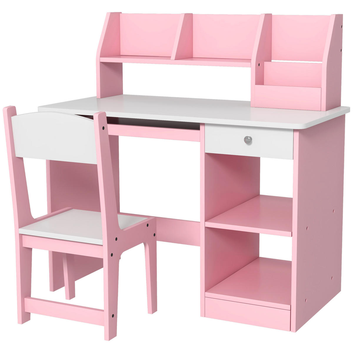 SCHREIBTISCH-SET DE-17537 Rosé - Pink, Holzwerkstoff (90/90/45cm) - ComfortXL