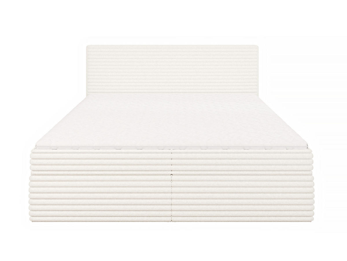 BOXBETT Roma 180/200 cm Hellbeige Plüschcord - Beige/Schwarz, Holz/Kunststoff (180/200cm) - S-Style Möbel