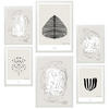 POSTER Set Mit 6 Schwarze & Beige Abstrakte Kunst A3 & A4 Weißer Rahmen - Weiß, Papier (29/3cm) - Nacnic