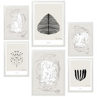 POSTER Set Mit 6 Schwarze & Beige Abstrakte Kunst A3 & A4 Weißer Rahmen - Weiß, Papier (29/3cm) - Nacnic
