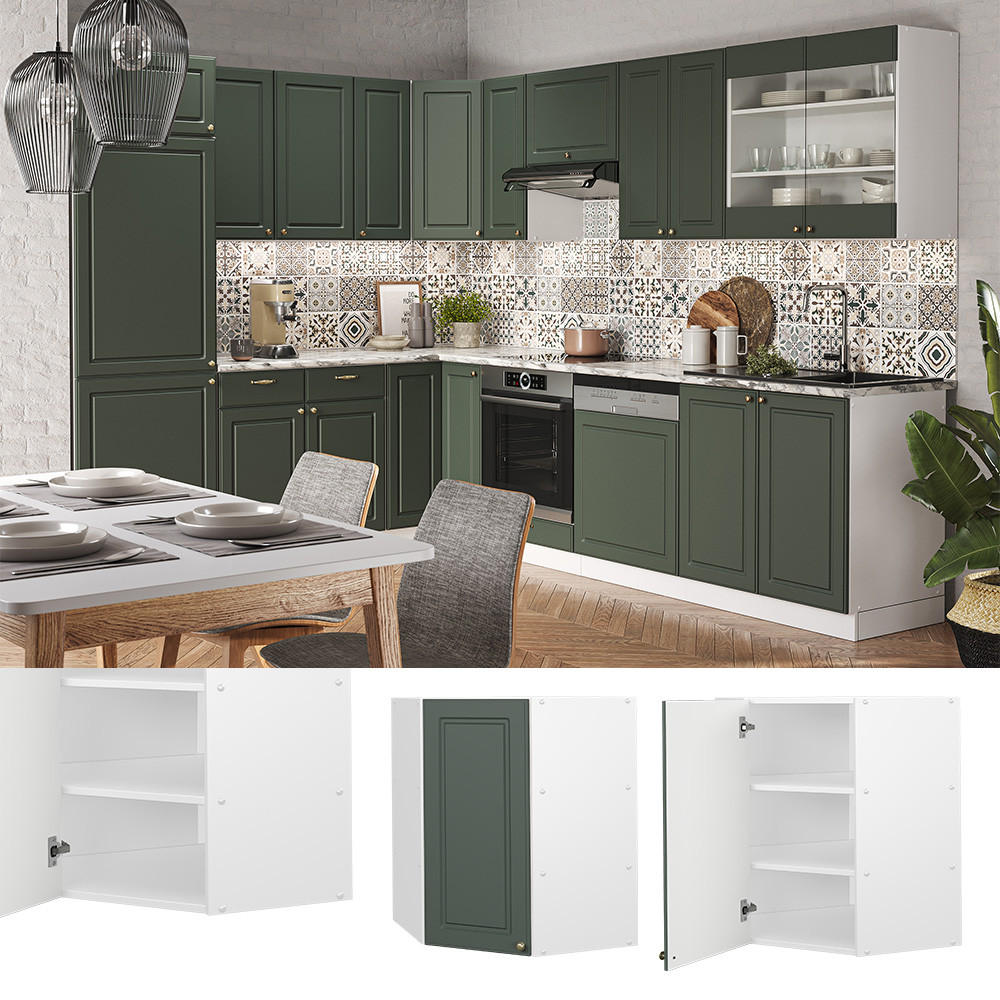 ECKHÄNGESCHRANK Fame-Line Grün-Gold Landhaus 57 cm - Weiß/Grün, Holzwerkstoff (57/72/34.1cm) - Vicco