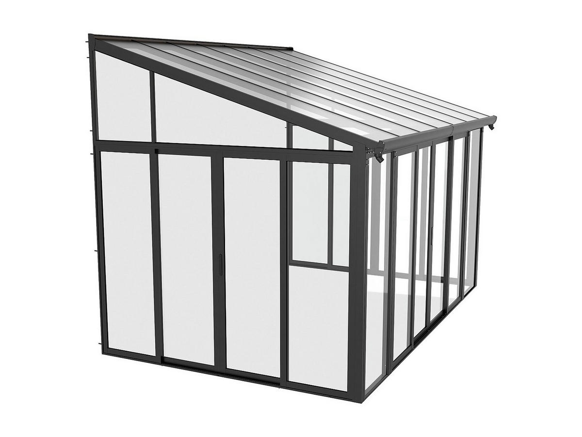SELBSTTRAGENDE Pergola - 426cm x 277cm - Polycarbonat - anthrazitgrau - MATHILDA - Anthrazit, Kunststoff (426/224/277cm) - Vente-Unique