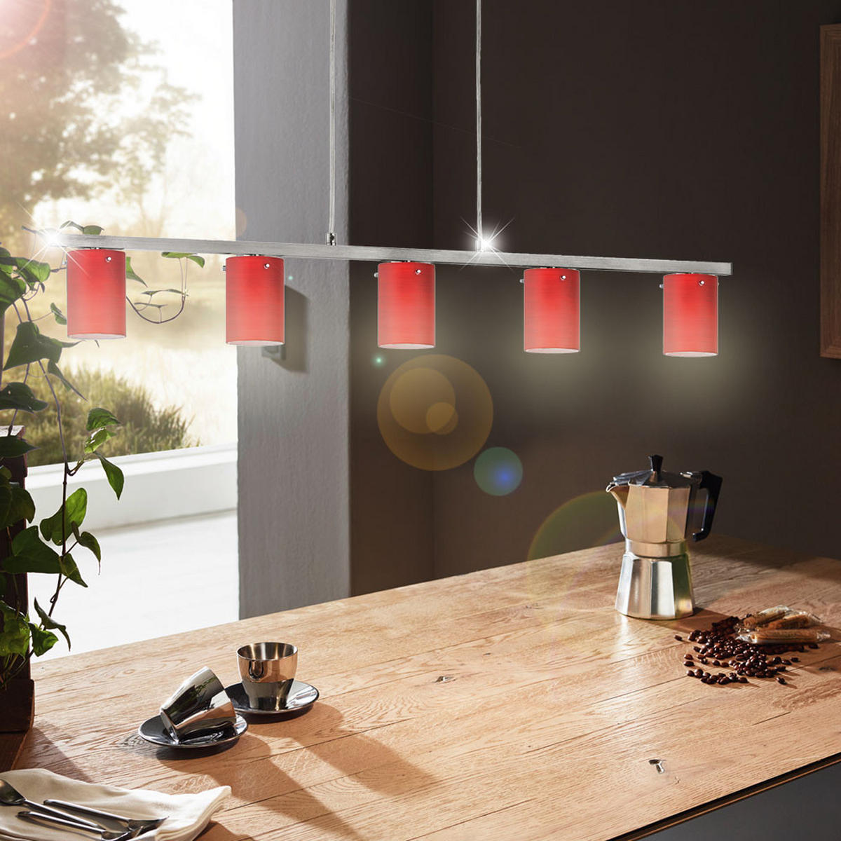 LED HÄNGELEUCHTE DRESS Aluminium Rot - Rot, Metall (91.5/7/110cm)