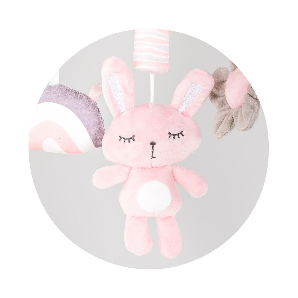 MUSIKMOBILE sleeping Rabbit rosa Lautstärkeregelung, Melodien, Regenbogen, 360° Drehung, ab Geburt - Rosa, Kunststoff (38/61/22cm) - Chipolino