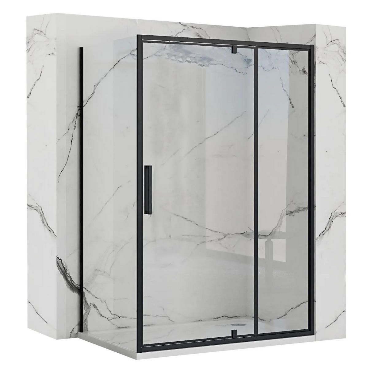 ECKDUSCHE Rea Rapid Swing 120x90 - Schwarz, Glas (120/90/195cm) - REA