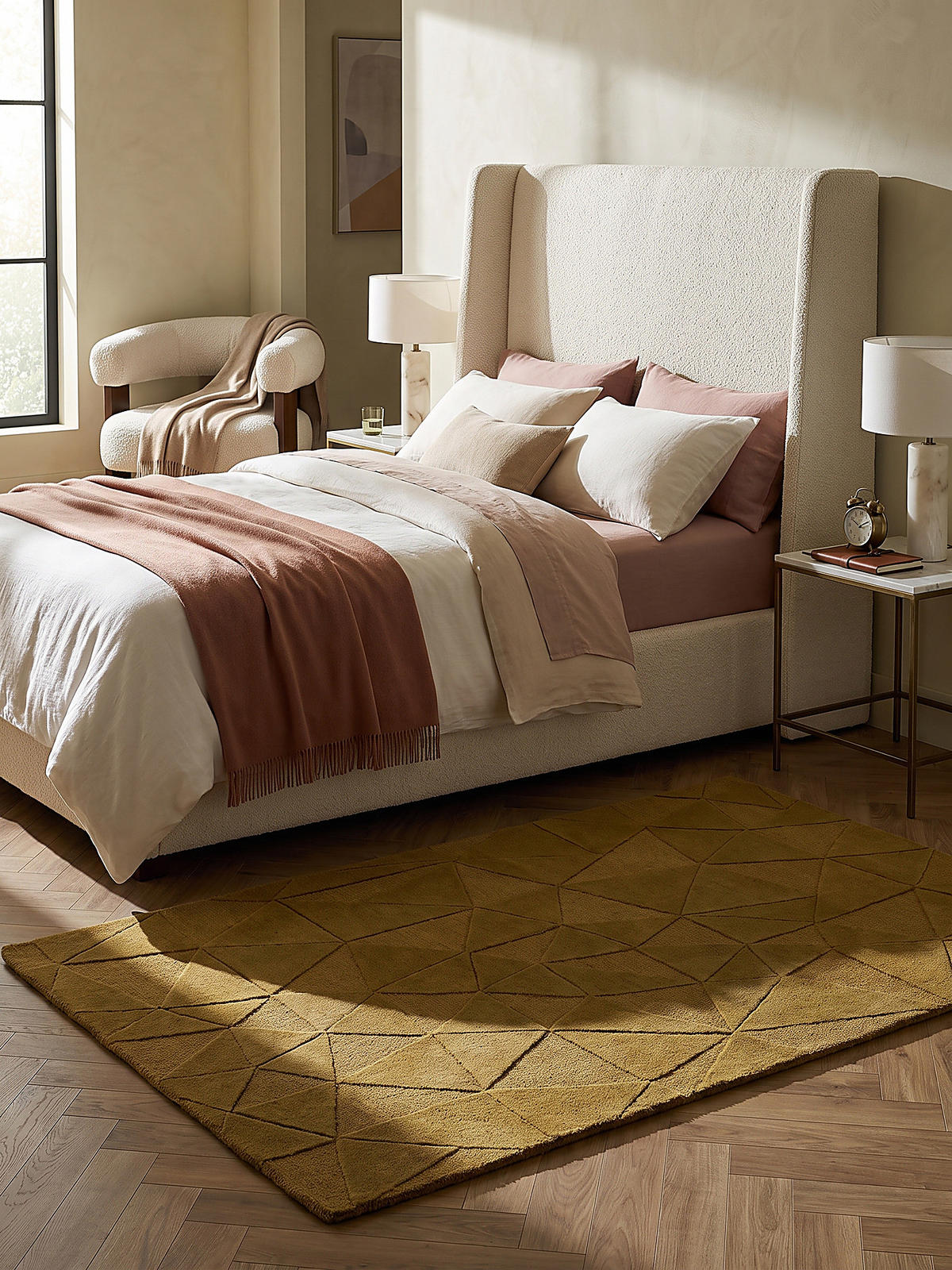 TEPPICH aus Wolle, handgetuftet, DEBEN, in Ocker, Splitterformen, 120 x 170 cm - Gelb, Textil (120/170cm) - KADIMA DESIGN