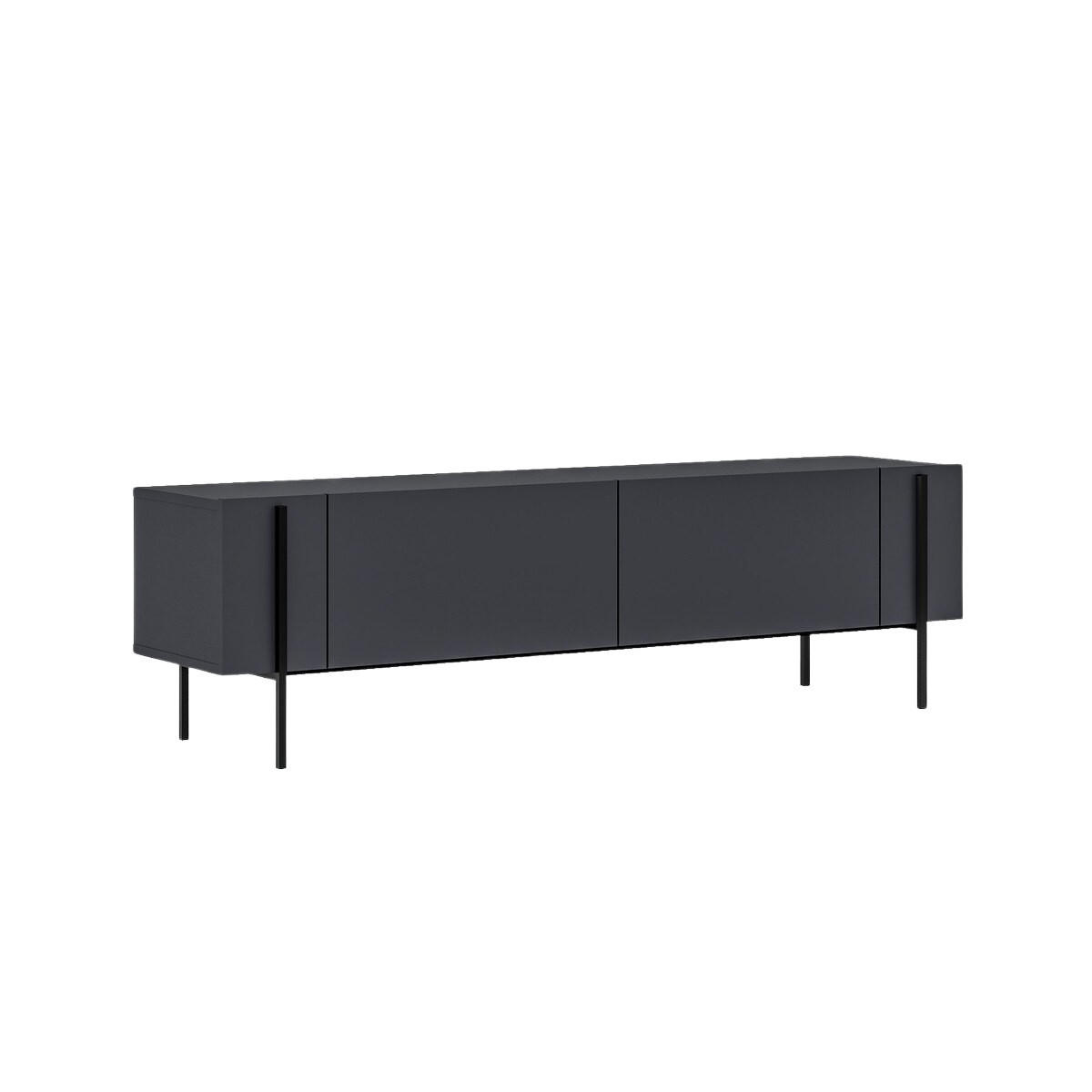 TV-MÖBEL mit 2 klappbaren Türen und Metallfüßen 31,4/160/45,6 cm - Anthrazit, Holzwerkstoff (31.4/45.6/160cm) - Calicosy