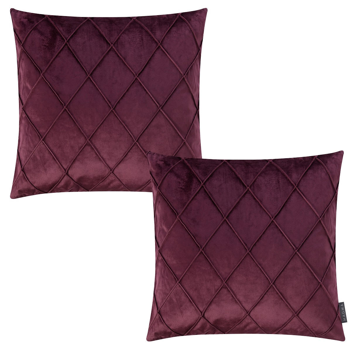 KISSENHÜLLE 2er Set Nobless Rauten 50/50 cm weinrot - Weinrot, Textil (50/50cm) - Magma Heimtexx