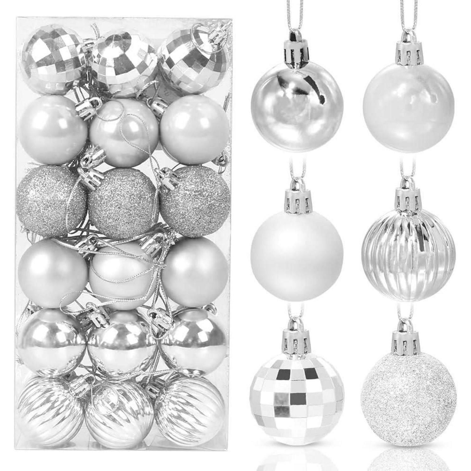 WEIHNACHTSKUGELN Set 36 Stück Kunststoff 4 cm Silber - Silberfarben, Kunststoff (4/4/4cm)