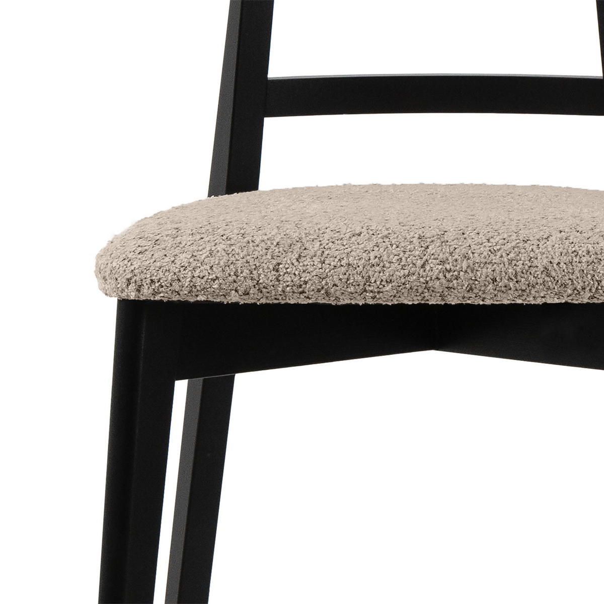 HOLZSTUHL LILIO Esstischstühle, 2-er Set, Bouclé - Beige/Schwarz, Holz/Textil (47/76.5/45cm) - KONSIMO®