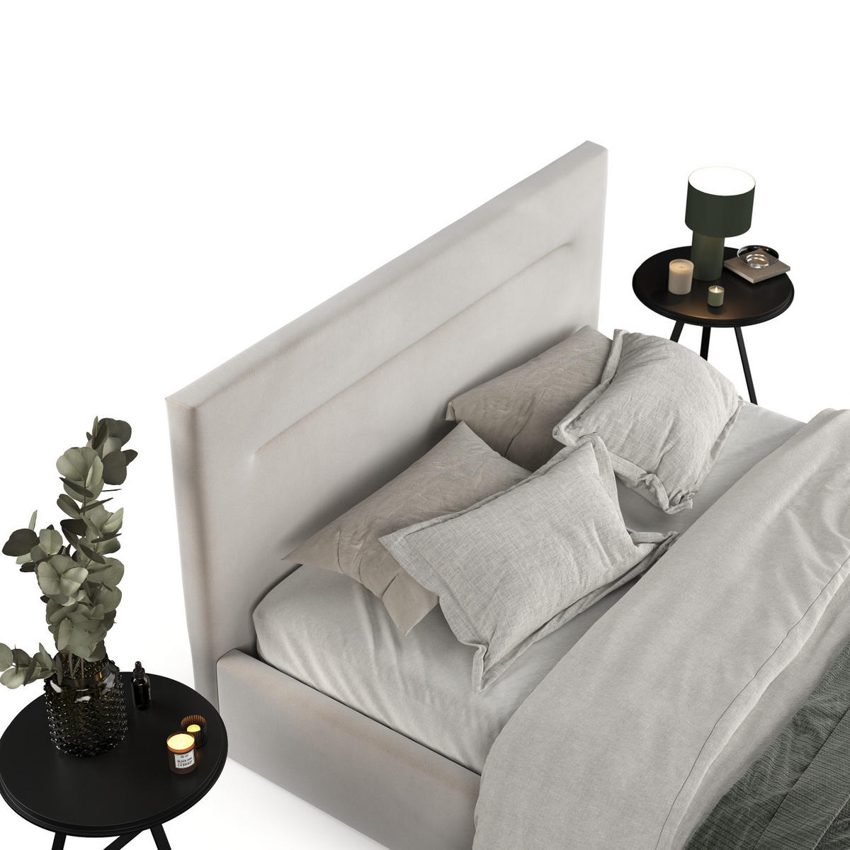 POLSTERBETT Liline 160/200 cm Hellbeige im Paros Stoff - Beige/Schwarz, Holz/Holzwerkstoff (160/200cm) - AltaBeds