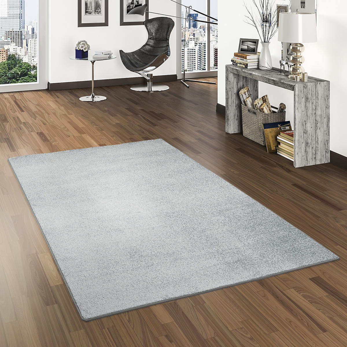 HOCHFLOR VELOURS TEPPICH LUNA - Chromfarben, Textil (140/200cm) - Snapstyle