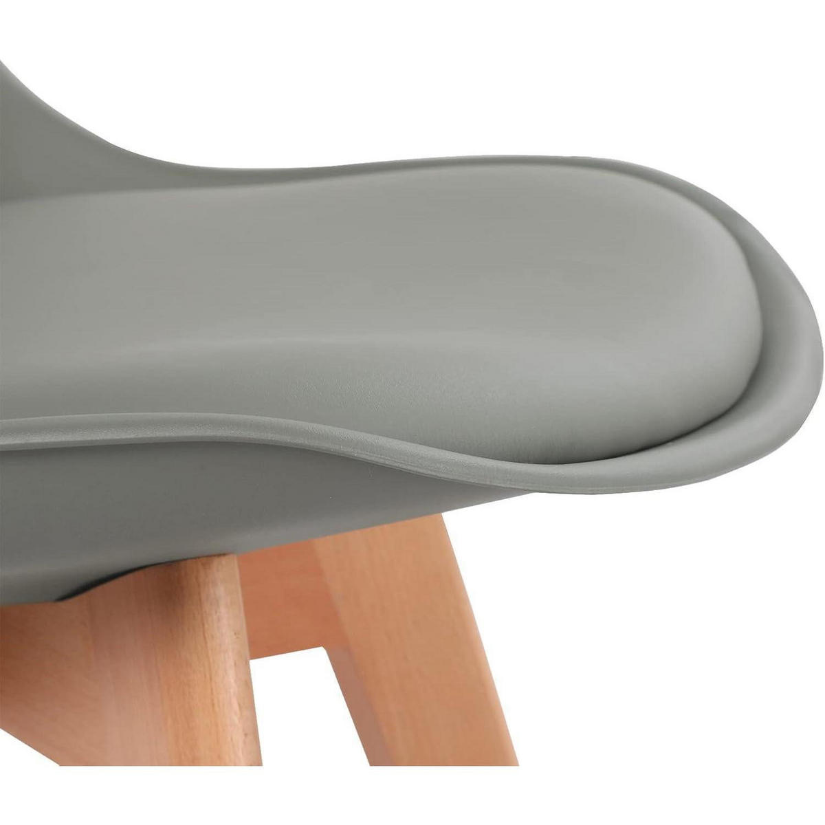 ESSZIMMERSTUHL 2er Set Kunstleder Grau Massivholzbeine - Grau, Kunststoff (47.5/82/41cm)