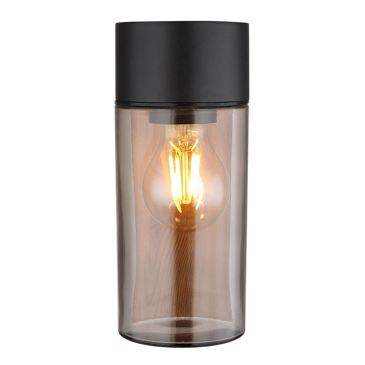 LED AUSSEN-WANDLEUCHTE Edelstahl Schwarz Holzoptik - Schwarz, Glas (9/22.5/12.4cm) - Globo Lighting